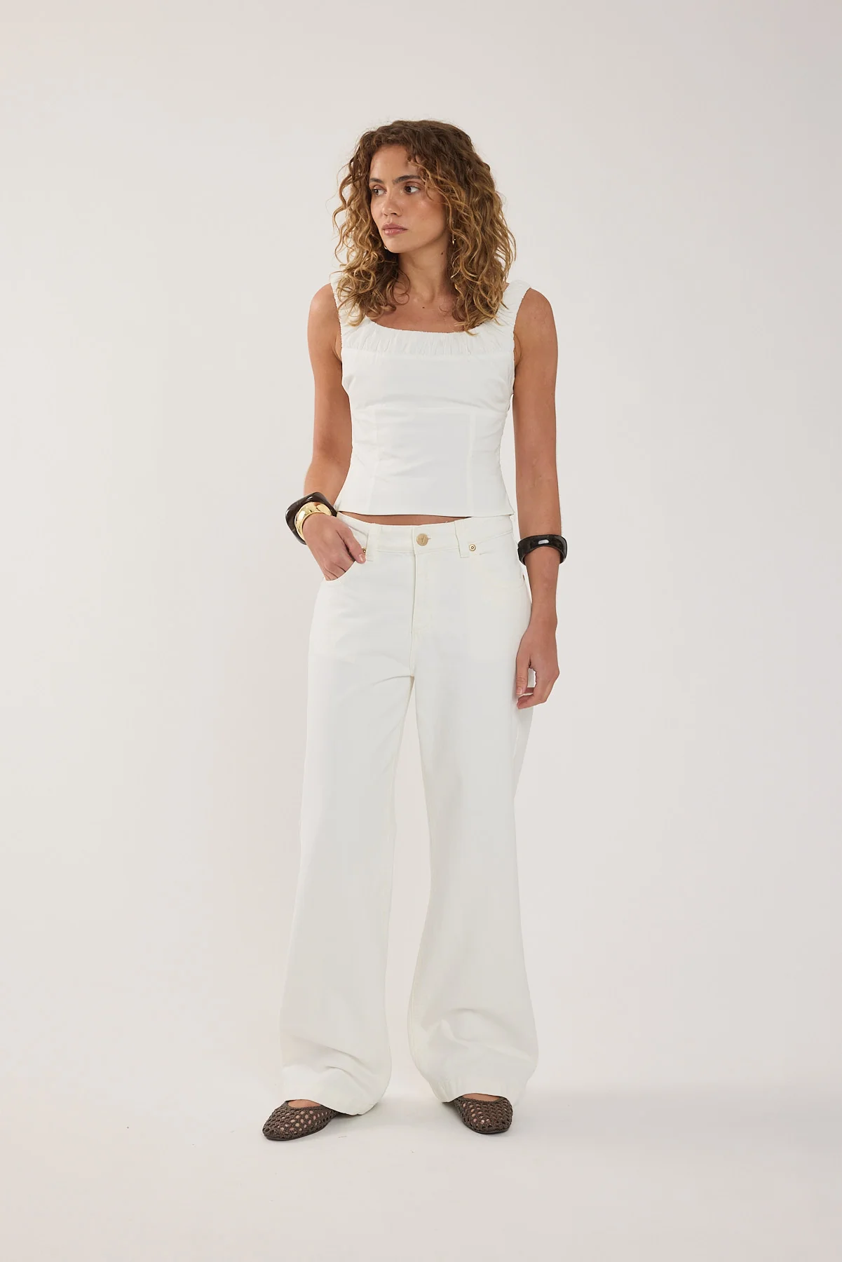 Abrand 95 Mid Baggy Jean White Gold