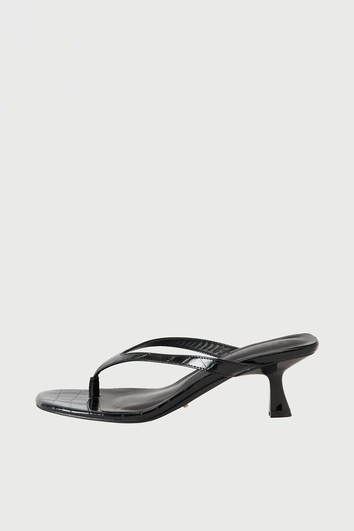 Billini Nazelle PU Croc Thong Heel Black Croc