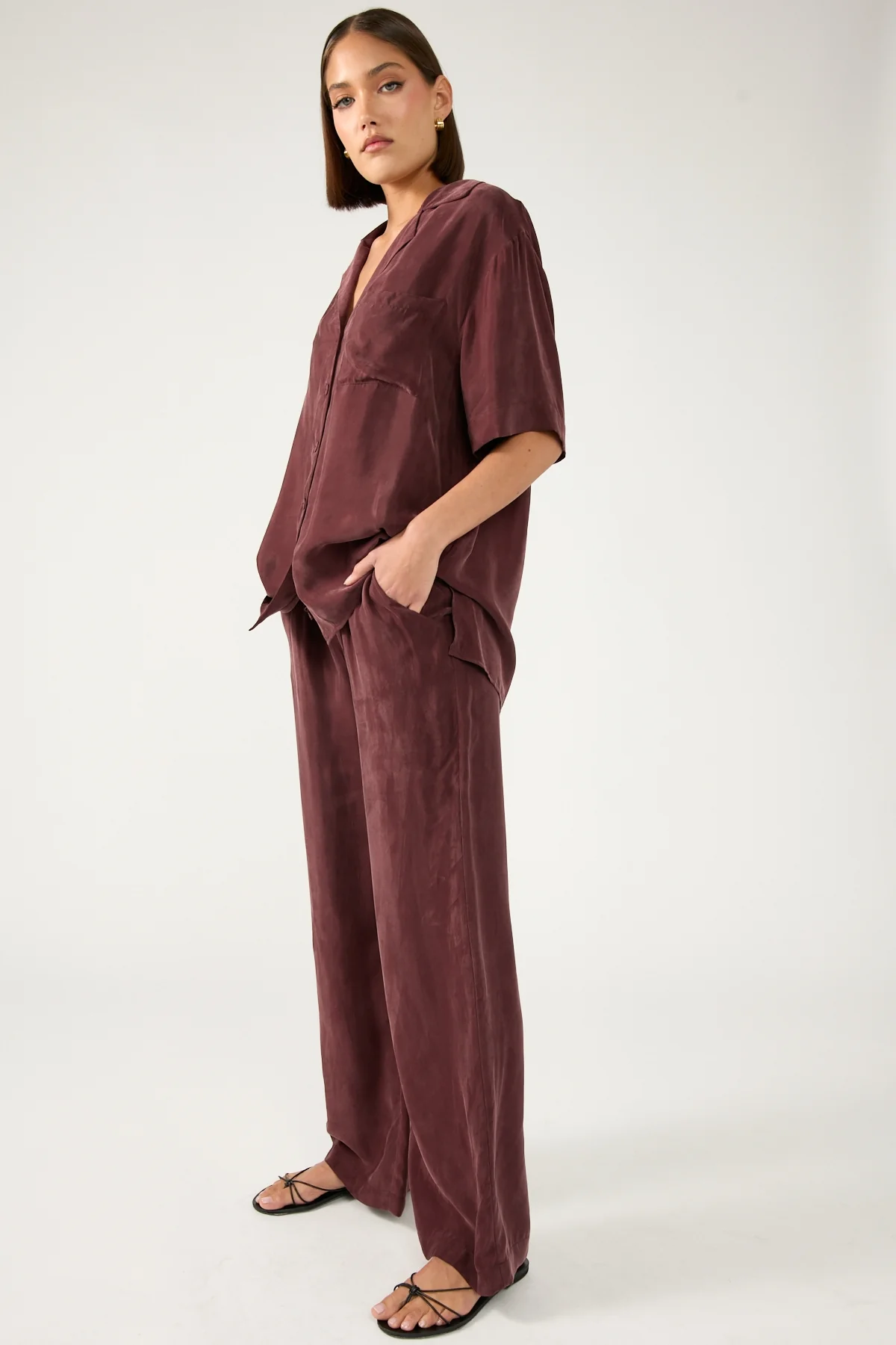 Perfect Stranger Ace Cupro Pant Burgundy - Image 3