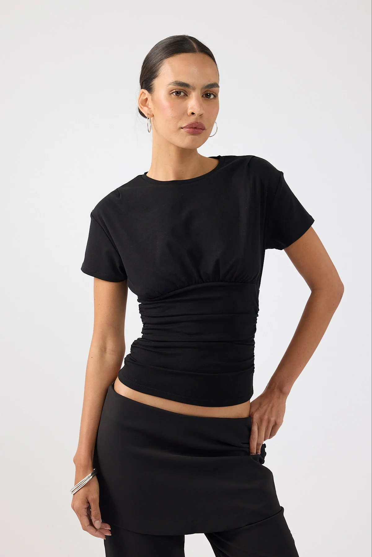 Perfect Stranger Addison Gathered T-shirt Black - Image 7