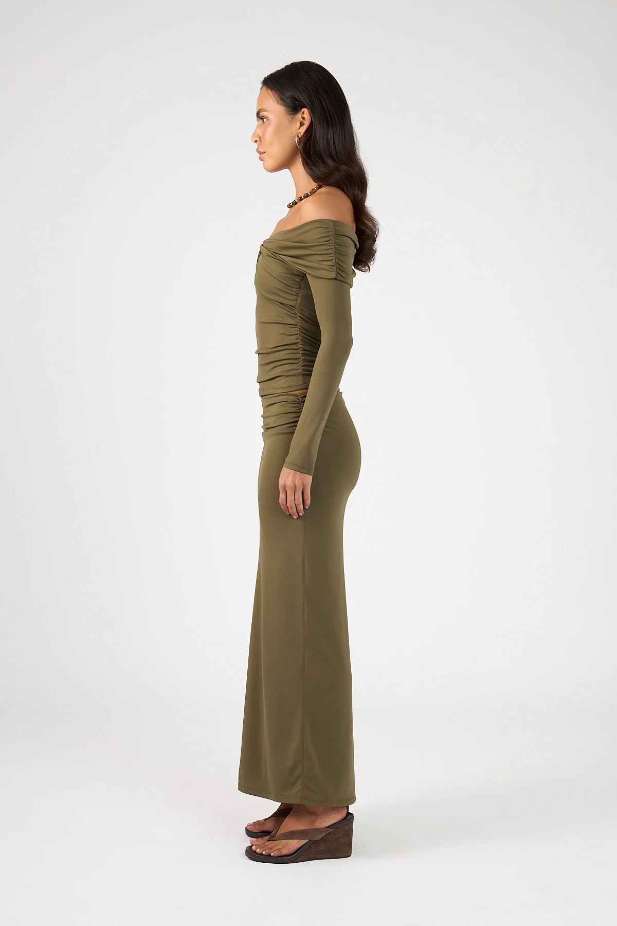 Perfect Stranger Akira Long Sleeve Twist Top Khaki Green - Image 7