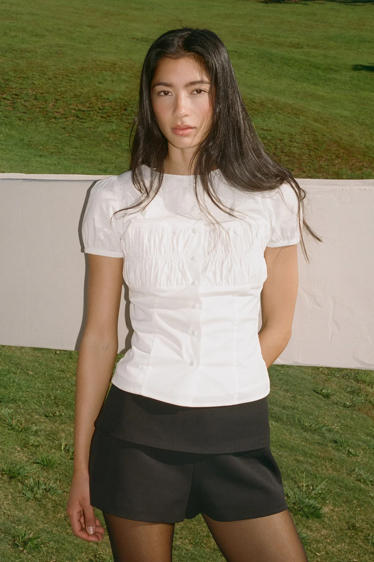 Perfect Stranger Alinna Short Sleeve Blouse White