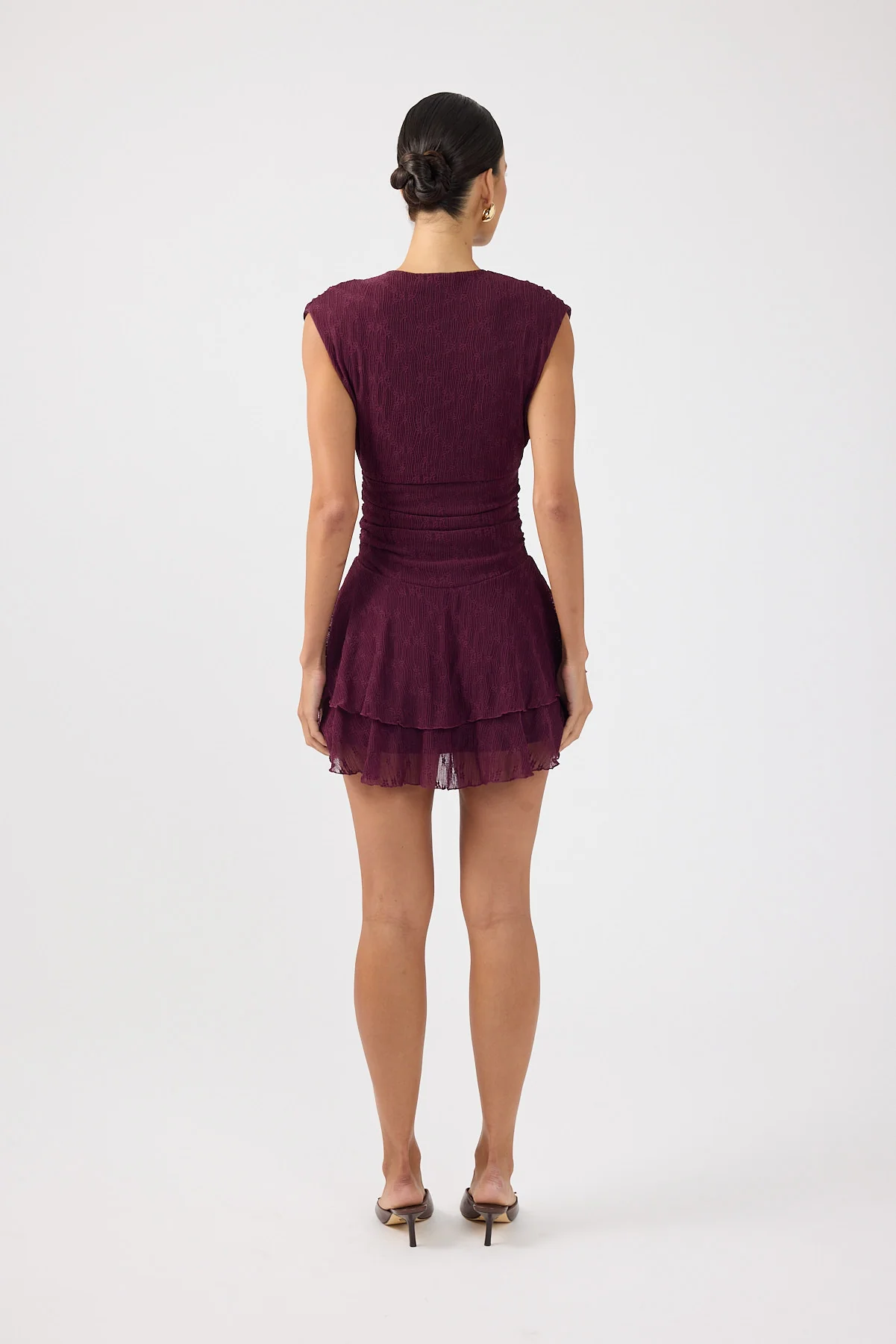 Perfect Stranger Ardena Frill Mini Dress Plum - Image 4