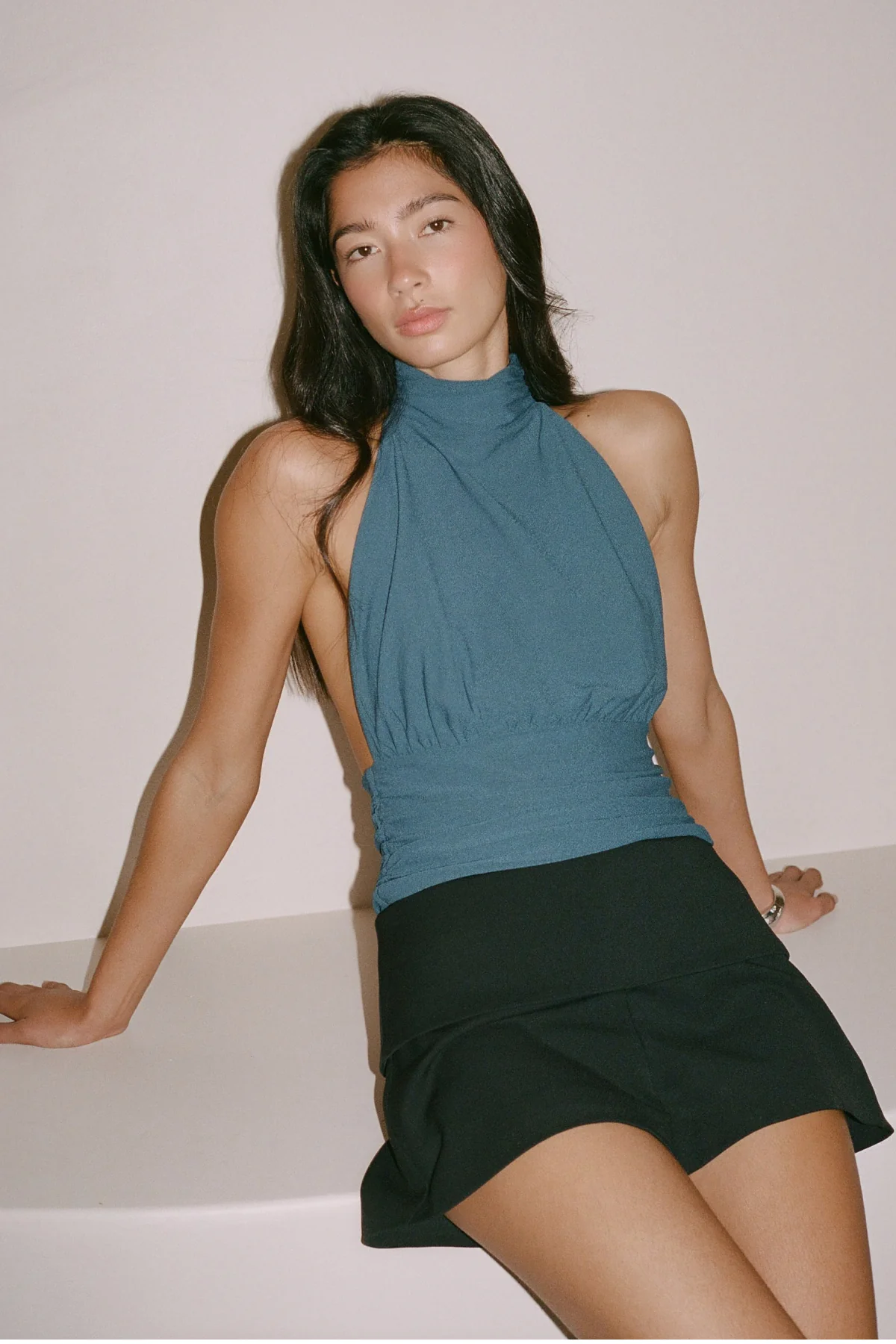 Perfect Stranger Aria Halter Top Petrol Blue - Image 3