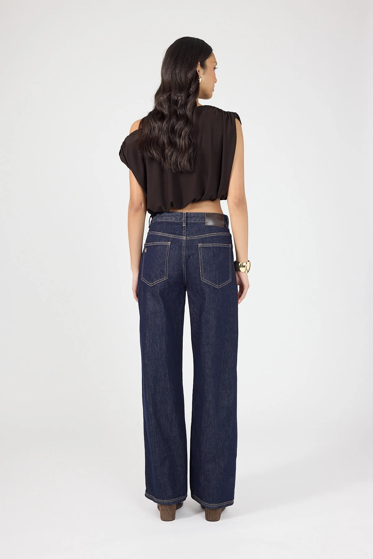 Perfect Stranger Ariana Off Shoulder Pleated Top Brown - Image 8