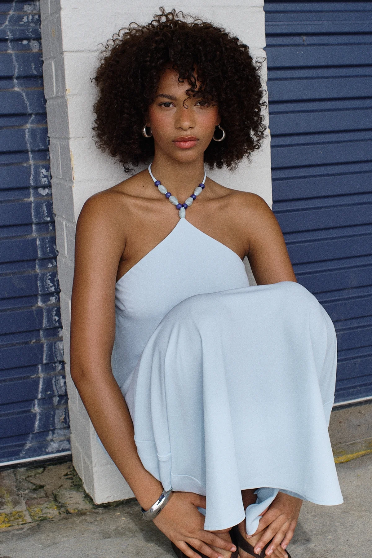 Perfect Stranger Ariel Beaded Halter Top Light Blue - Image 4
