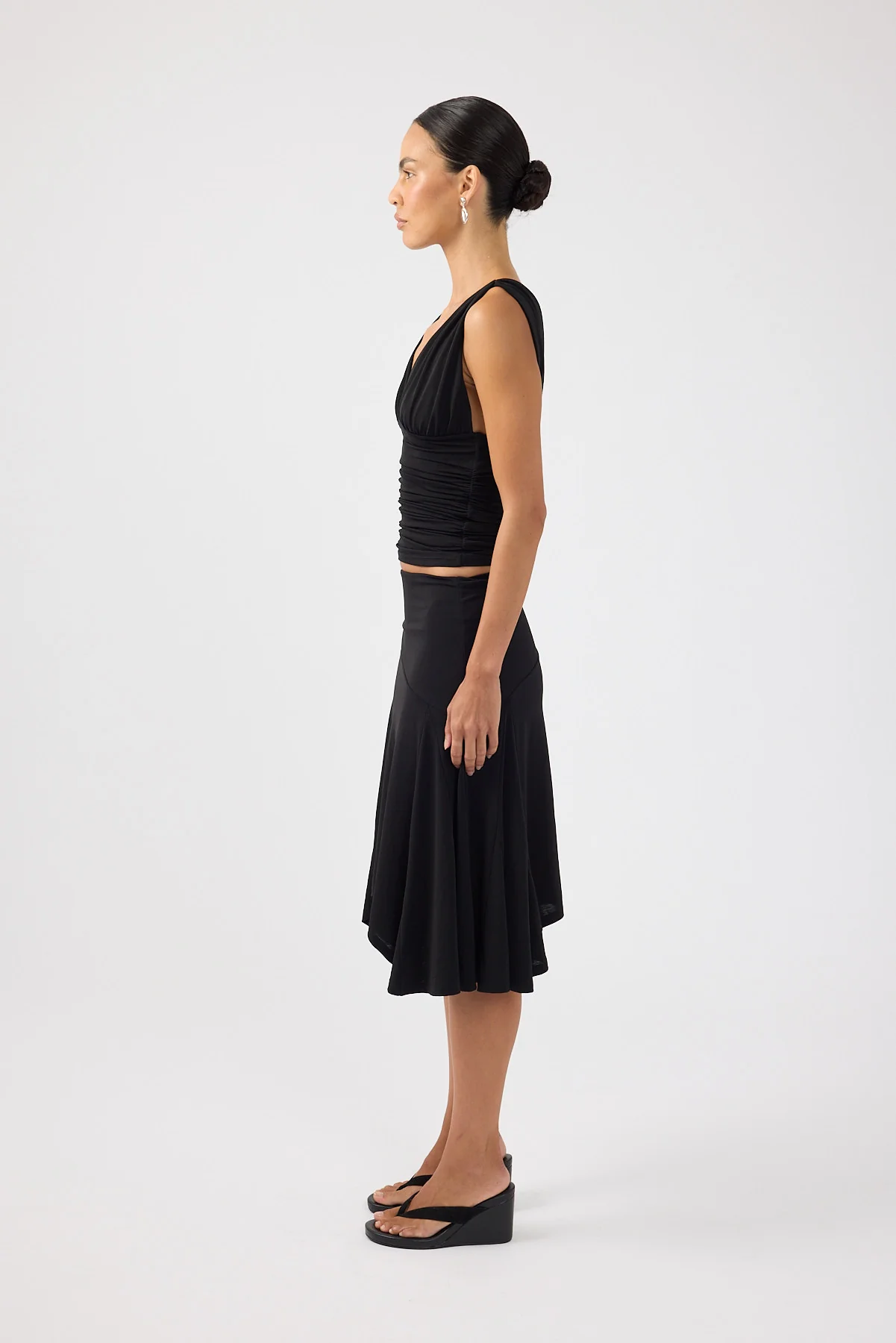 Perfect Stranger Avery Asymmetrical Midi Skirt Black - Image 3