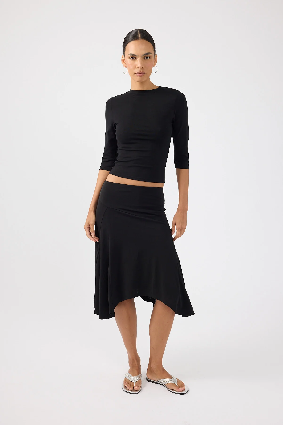 Perfect Stranger Avery Asymmetrical Midi Skirt Black - Image 4