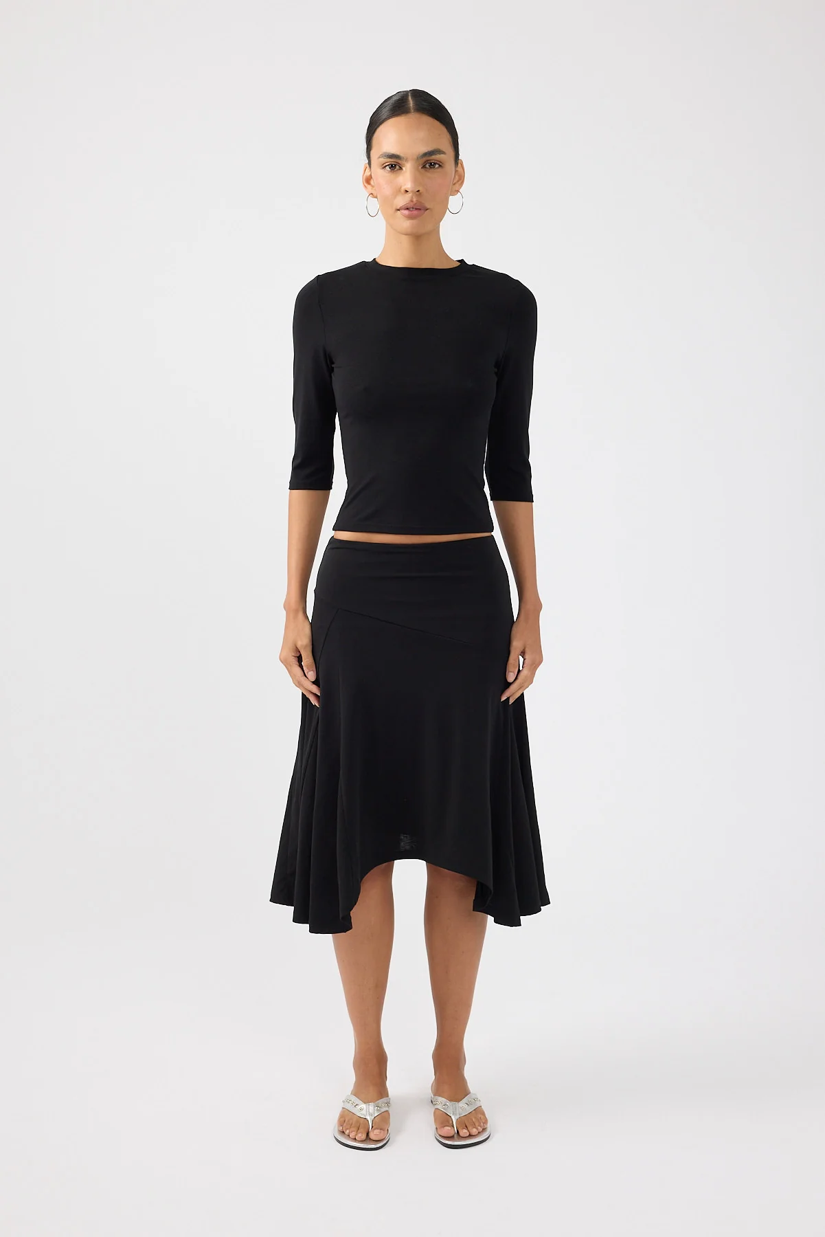 Perfect Stranger Avery Asymmetrical Midi Skirt Black - Image 7