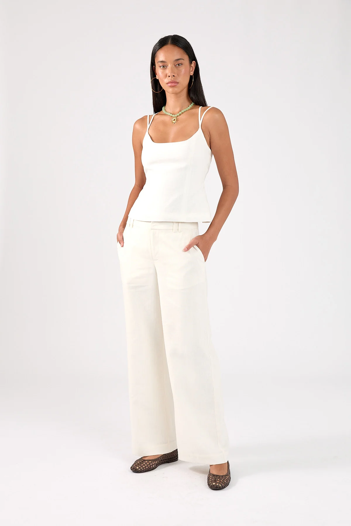Perfect Stranger Banco Linen Low Rise Pants Off White - Image 3