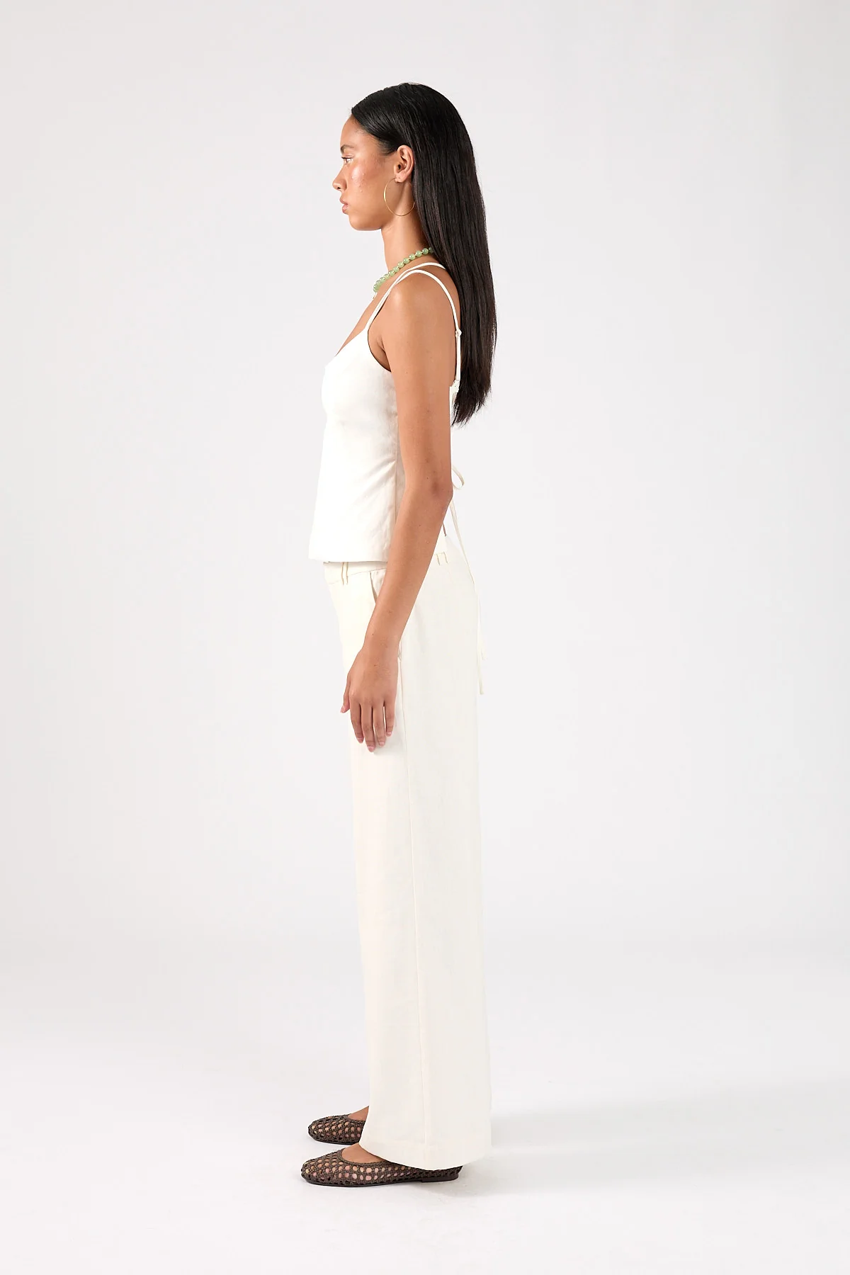 Perfect Stranger Banco Linen Low Rise Pants Off White - Image 4