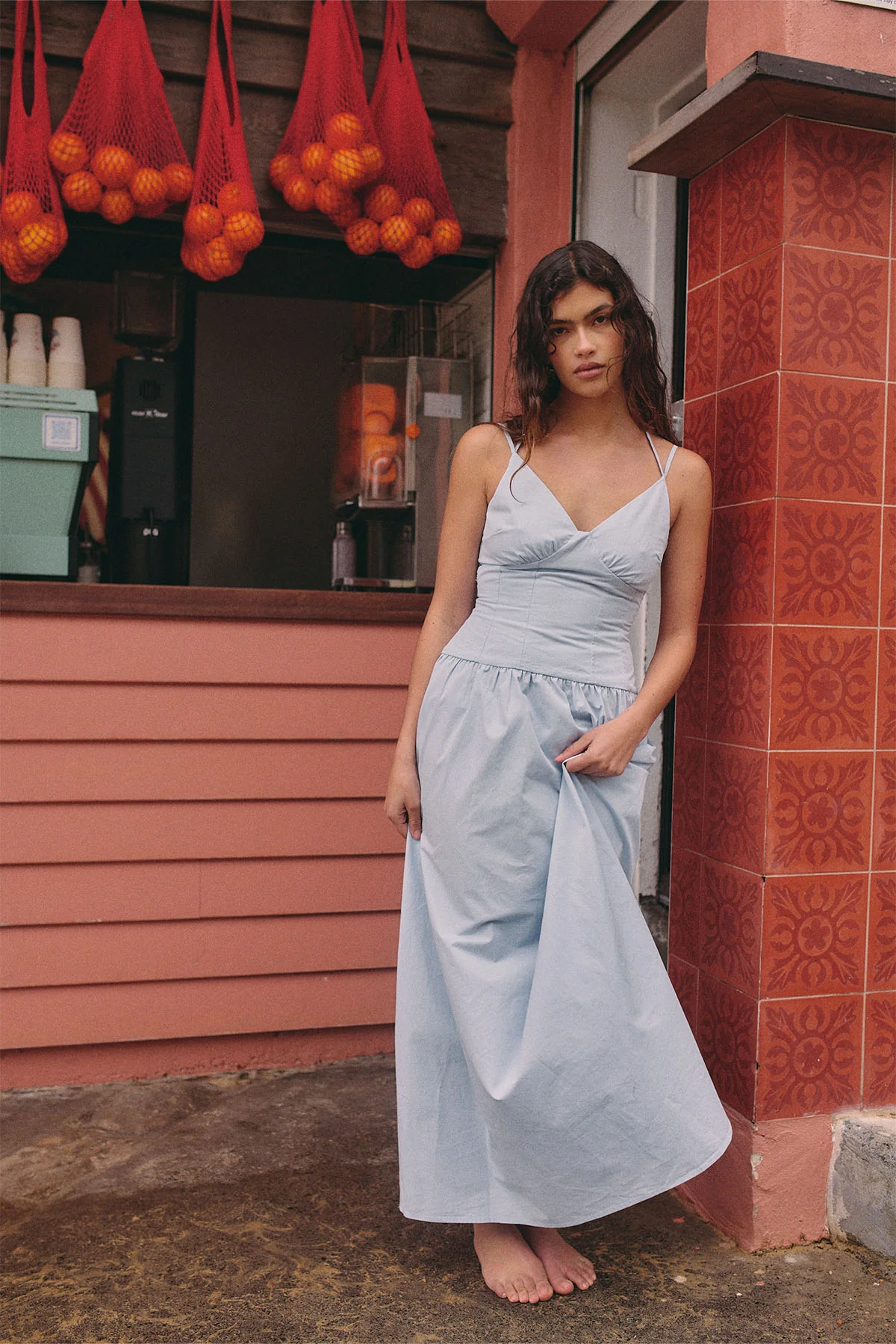 Perfect Stranger Beau Dropwaist Maxi Dress Light Blue - Image 4