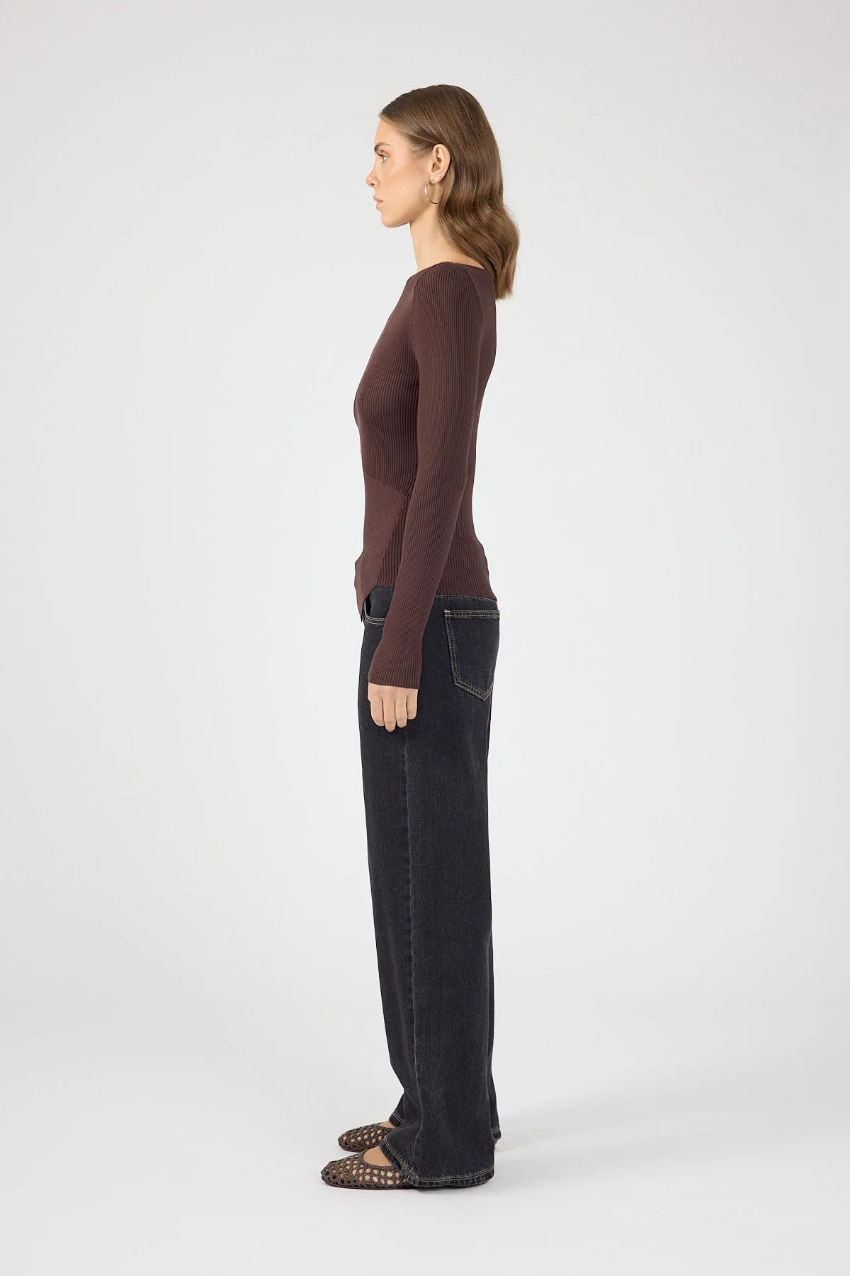 Perfect Stranger Bessie Knit Long Sleeve Top Brown - Image 3
