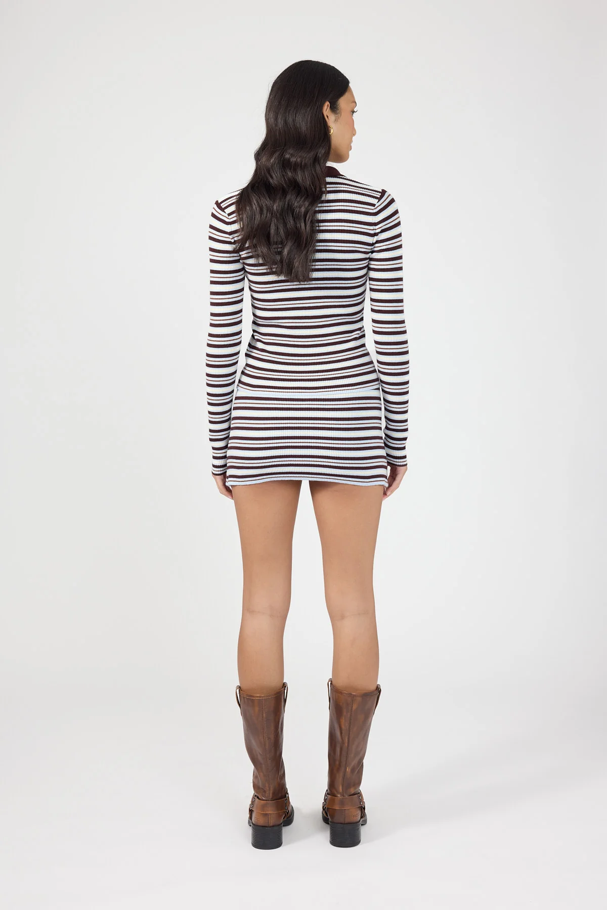Perfect Stranger Bettina Knit Mid Rise Skort Brown Stripe - Image 3