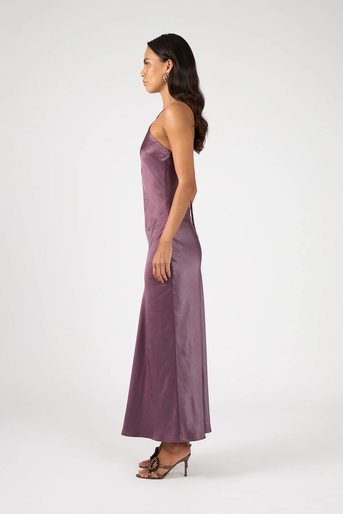 Perfect Stranger Bonnie Satin Maxi Dress Deep Mauve - Image 6