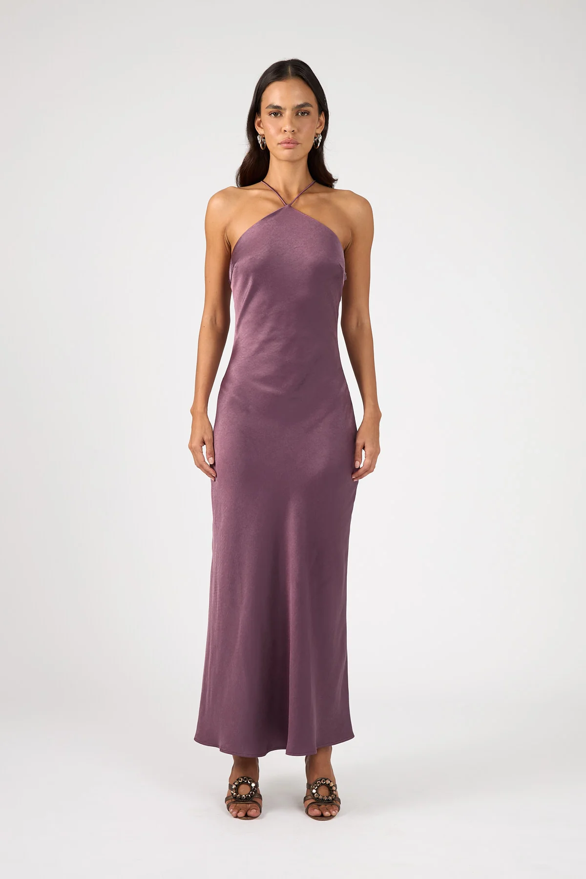Perfect Stranger Bonnie Satin Maxi Dress Deep Mauve - Image 8