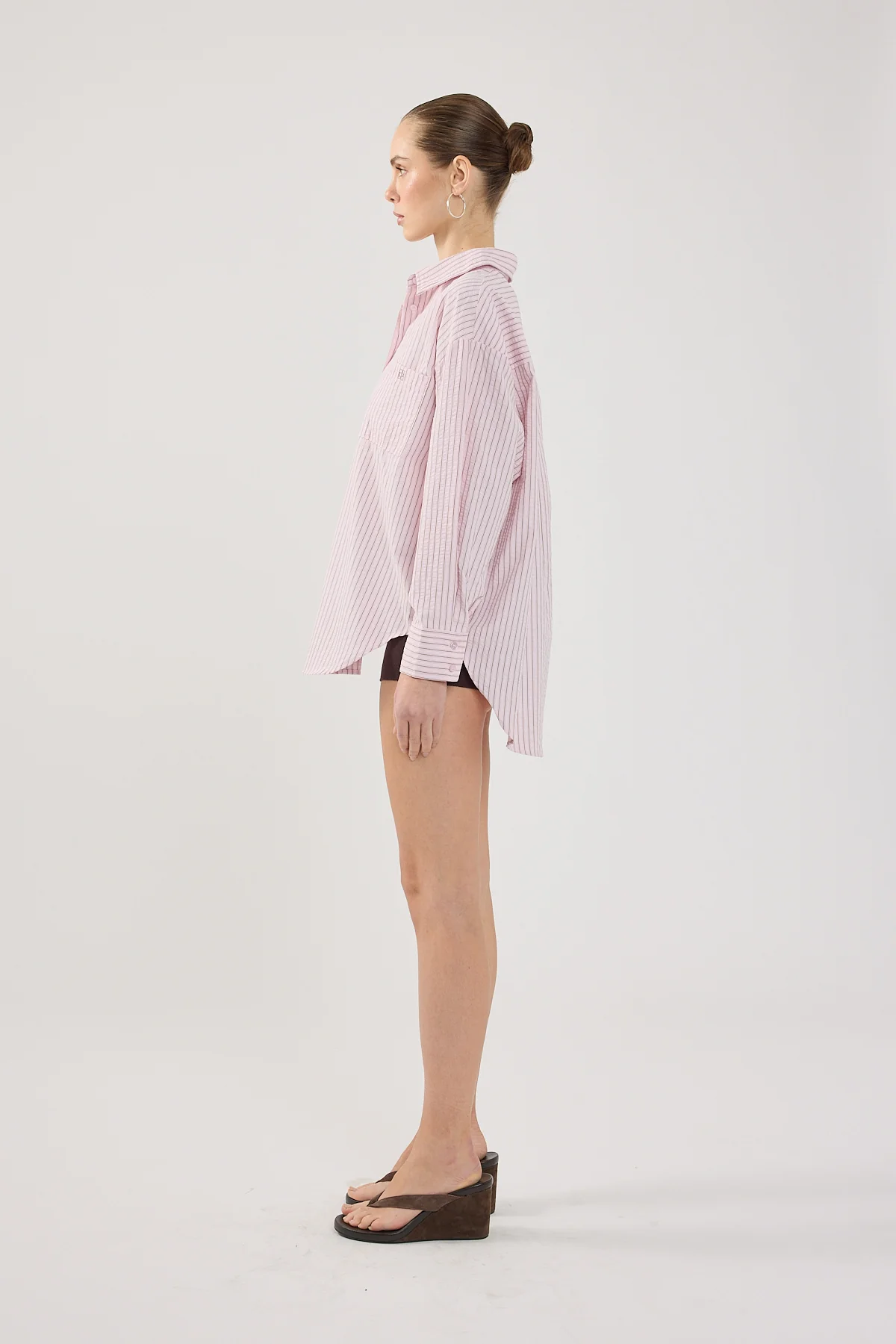 Perfect Stranger Callie Stripe Long Sleeve Shirt Pink Stripe - Image 3