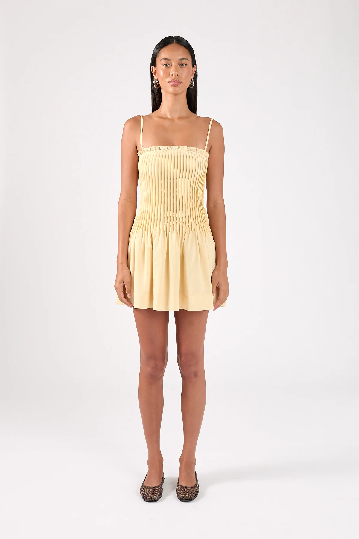 Perfect Stranger Cameron Pintuck Mini Dress Yellow - Image 3