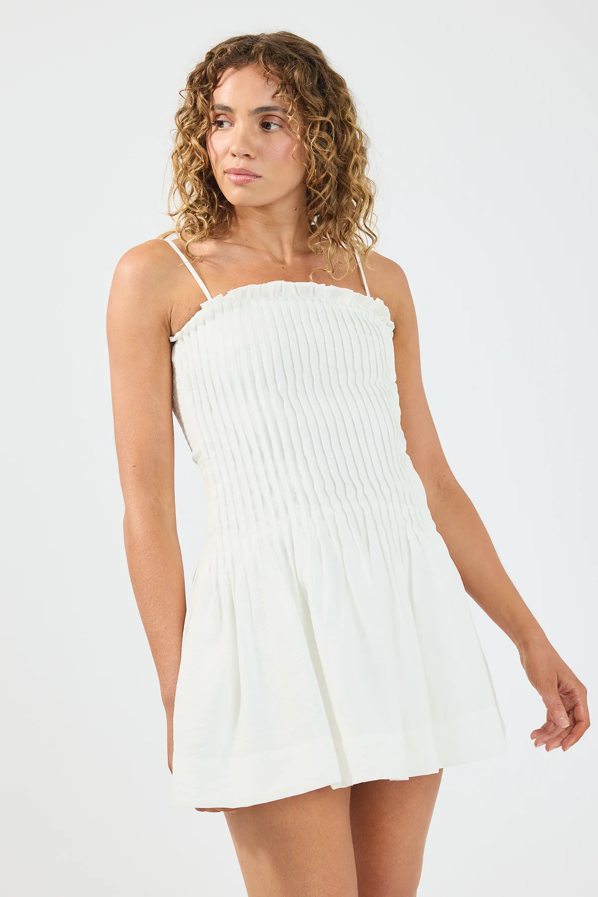 Perfect Stranger Cameron Pintuck Mini Dress White - Image 2