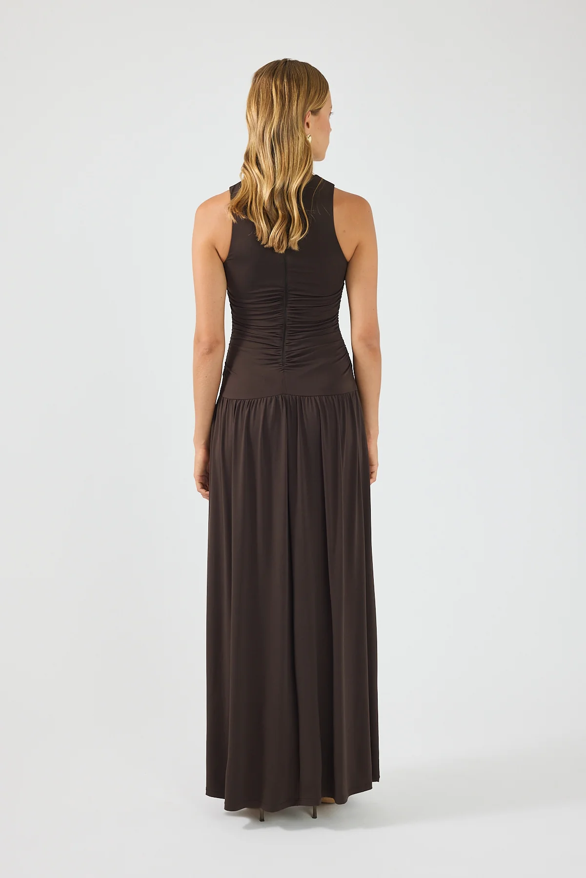 Perfect Stranger Camille High Neck Maxi Dress Brown - Image 3