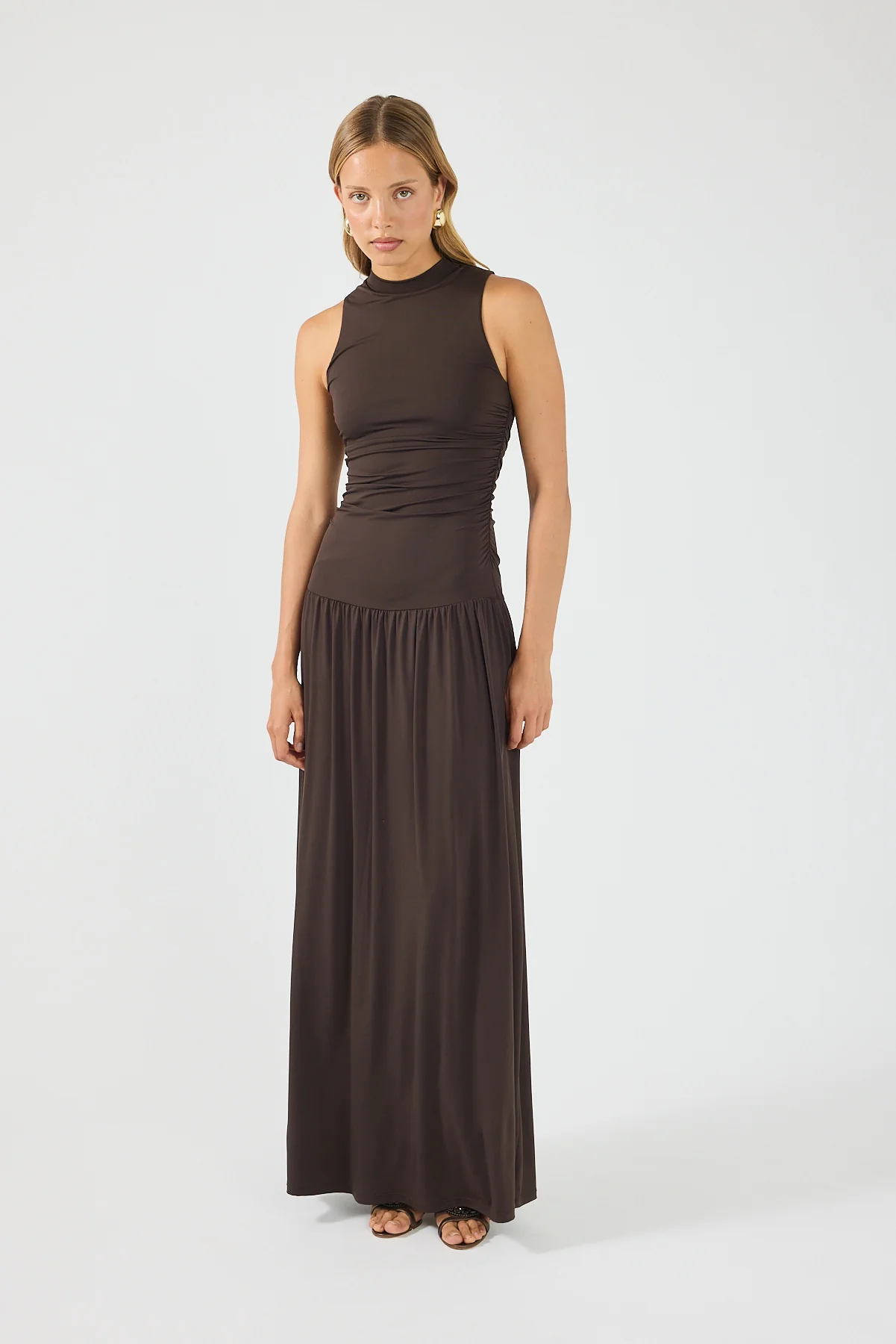 Perfect Stranger Camille High Neck Maxi Dress Brown - Image 4