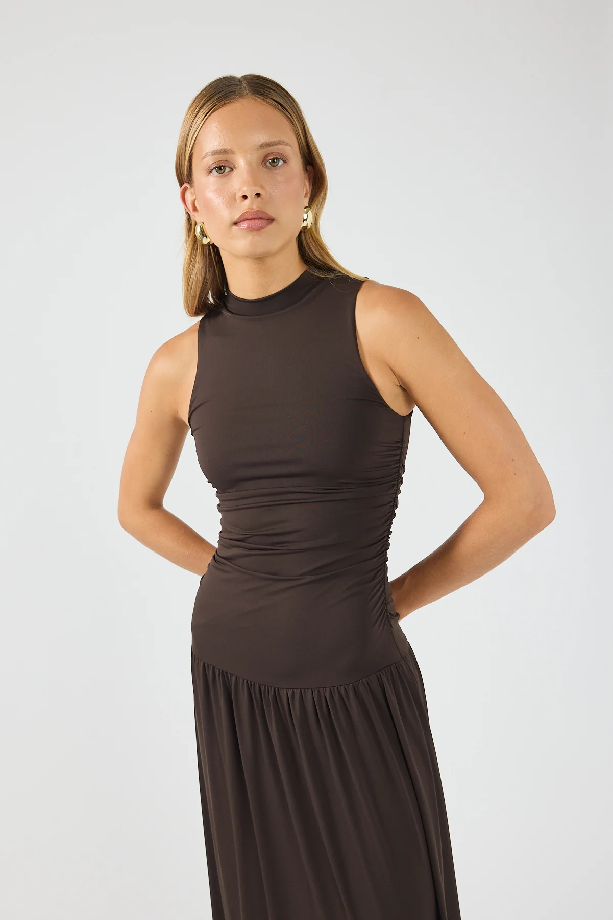 Perfect Stranger Camille High Neck Maxi Dress Brown - Image 6