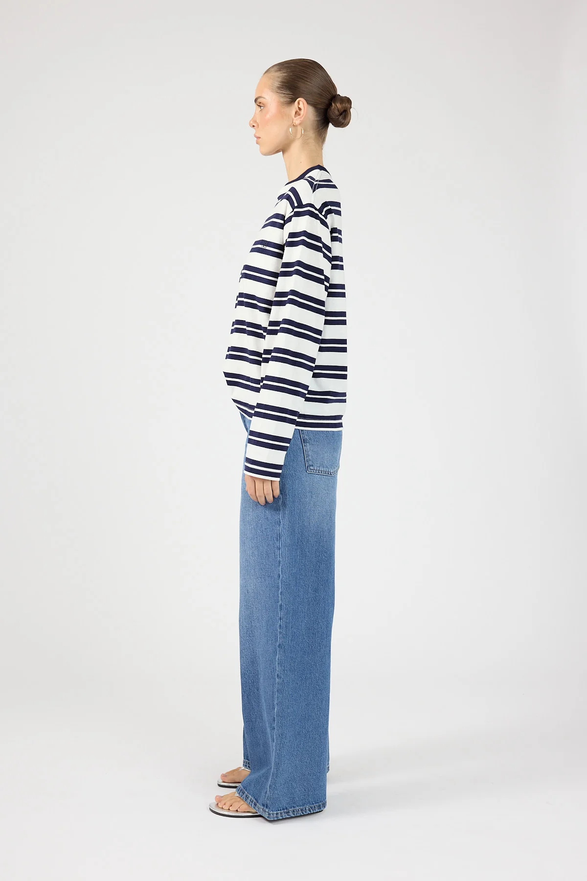 Perfect Stranger Campbell Stripe Long Sleeve T-shirt Navy Stripe - Image 2