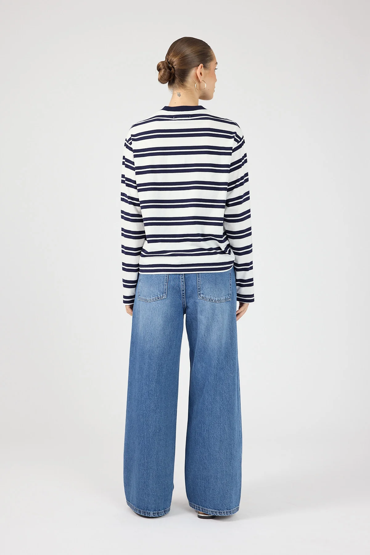 Perfect Stranger Campbell Stripe Long Sleeve T-shirt Navy Stripe - Image 3