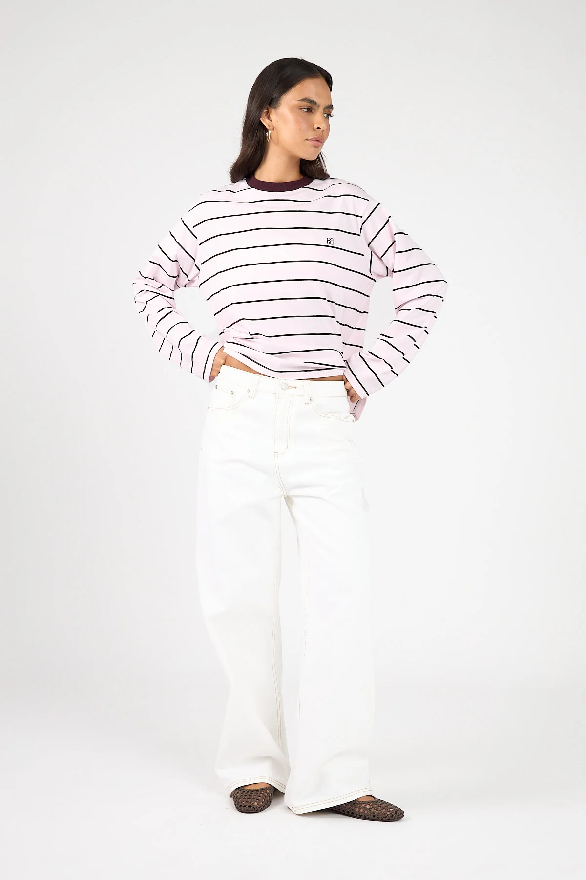 Perfect Stranger Campbell Stripe Long Sleeve T-Shirt Pink Stripe