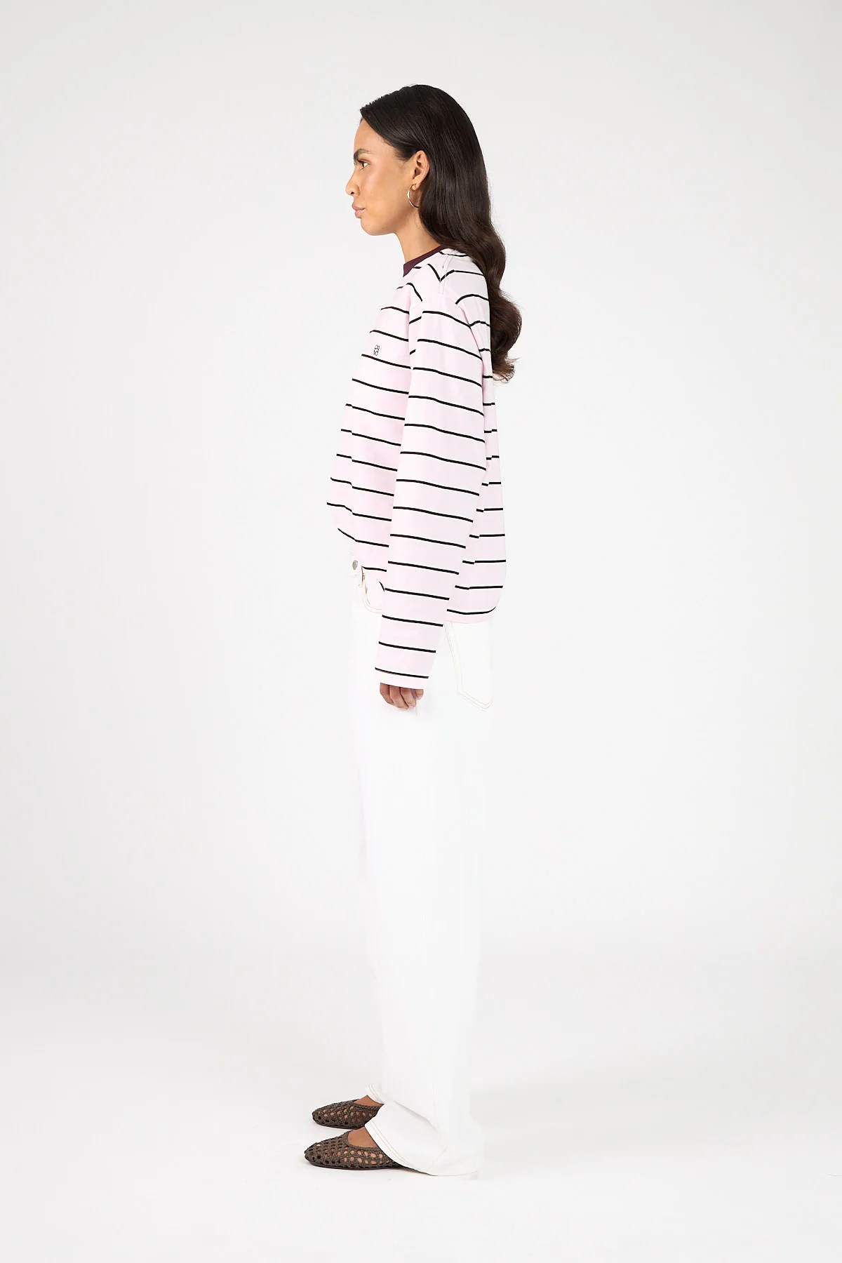 Perfect Stranger Campbell Stripe Long Sleeve T-Shirt Pink Stripe - Image 2