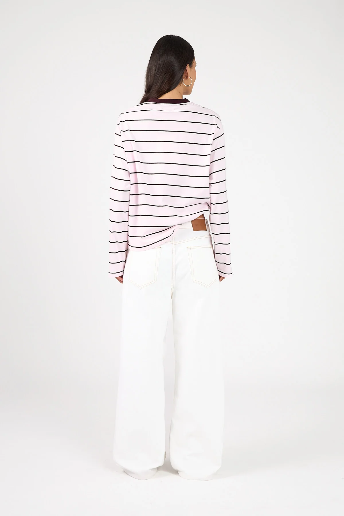 Perfect Stranger Campbell Stripe Long Sleeve T-Shirt Pink Stripe - Image 3