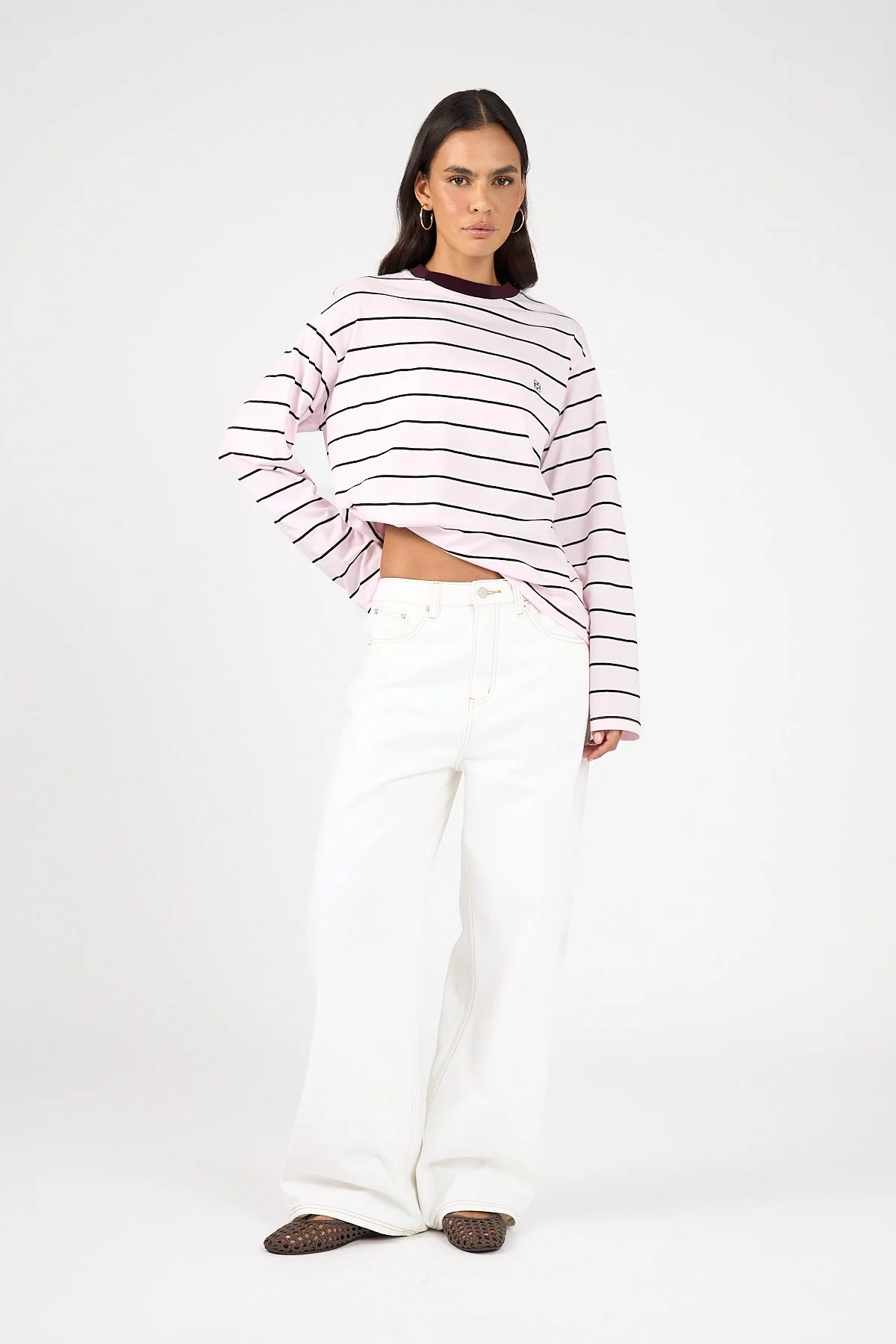 Perfect Stranger Campbell Stripe Long Sleeve T-Shirt Pink Stripe - Image 4
