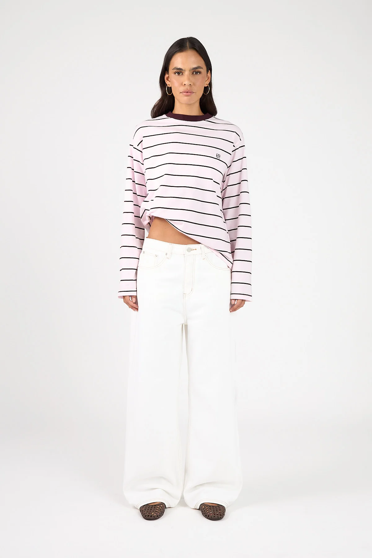 Perfect Stranger Campbell Stripe Long Sleeve T-Shirt Pink Stripe - Image 5