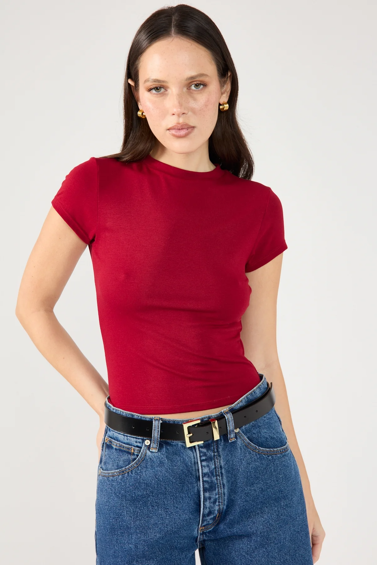 Perfect Stranger Cap Sleeve Tee Red