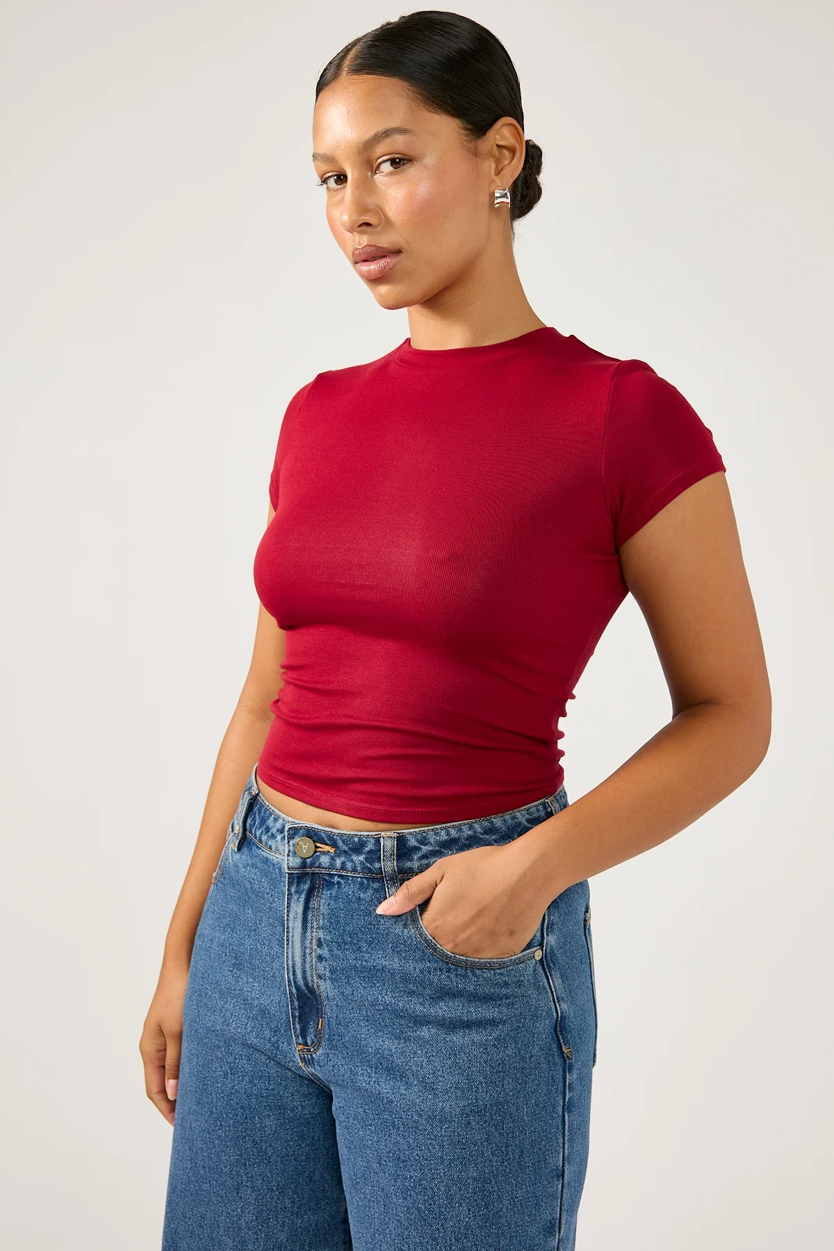 Perfect Stranger Cap Sleeve Tee Red - Image 3