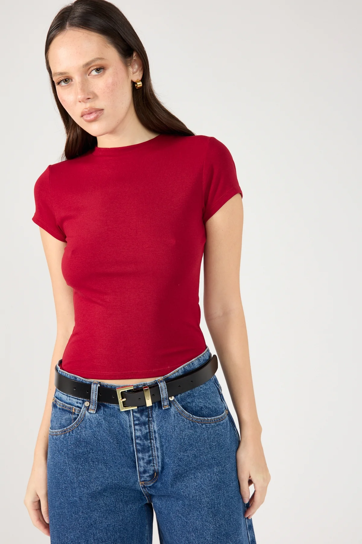 Perfect Stranger Cap Sleeve Tee Red - Image 4