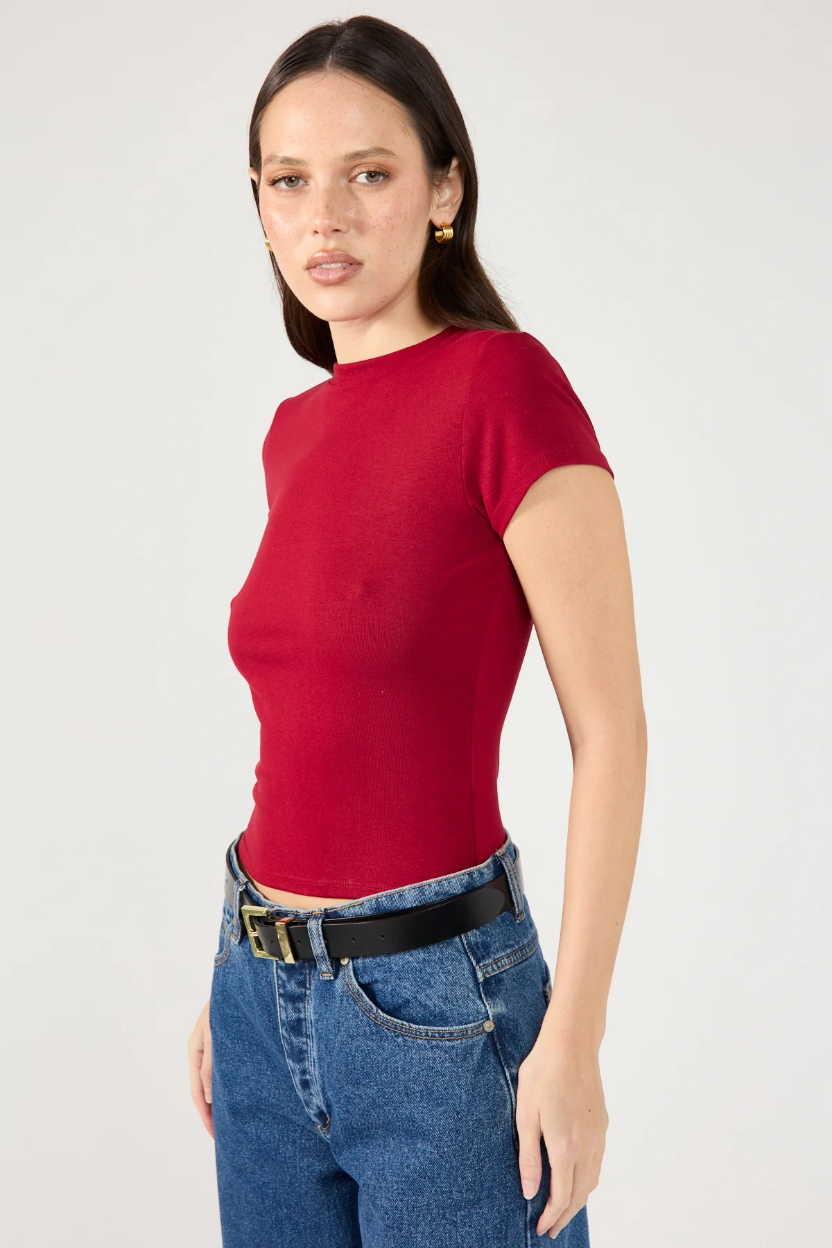 Perfect Stranger Cap Sleeve Tee Red - Image 6