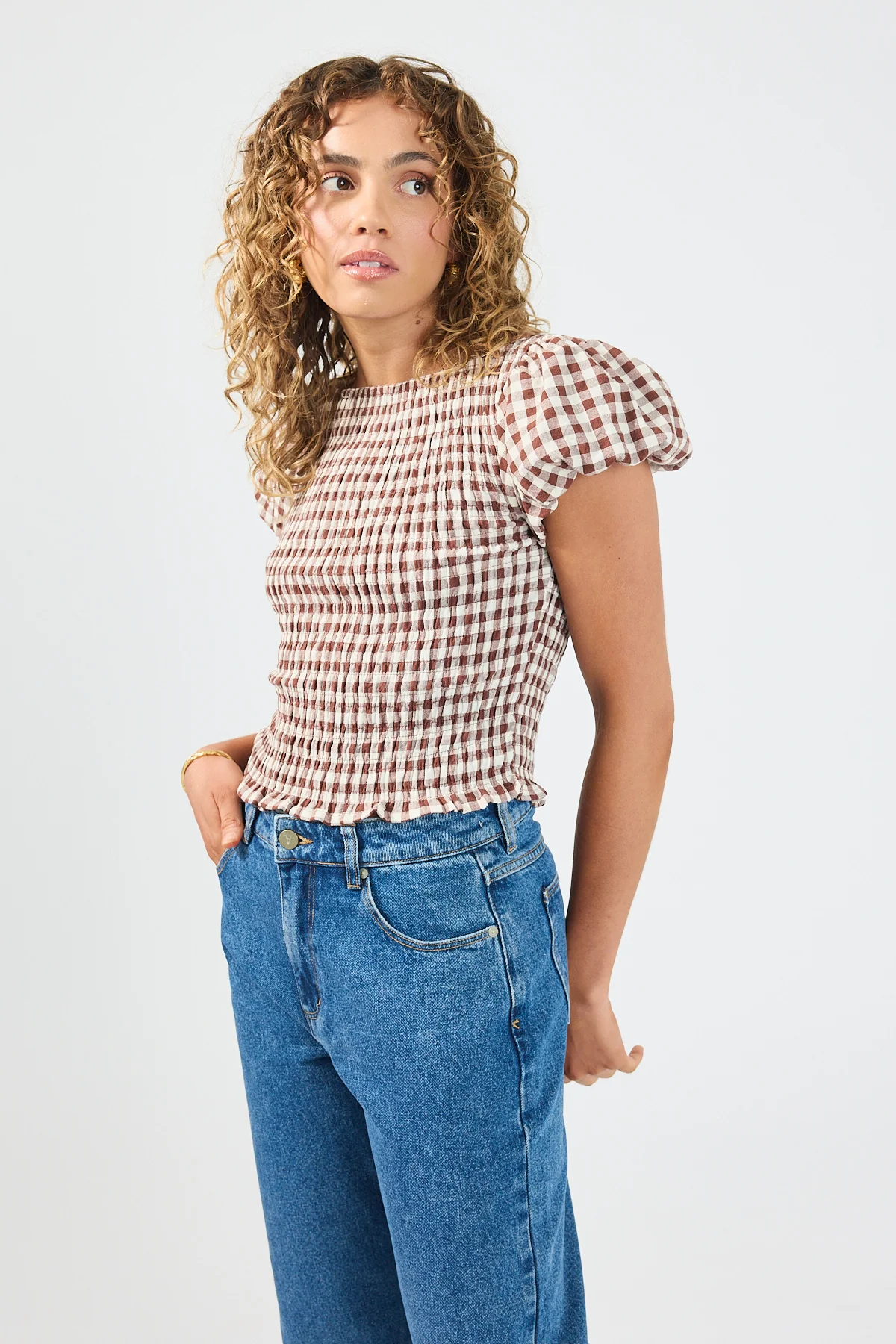 Perfect Stranger Carlie Short Sleeve Top Brown Print - Image 2