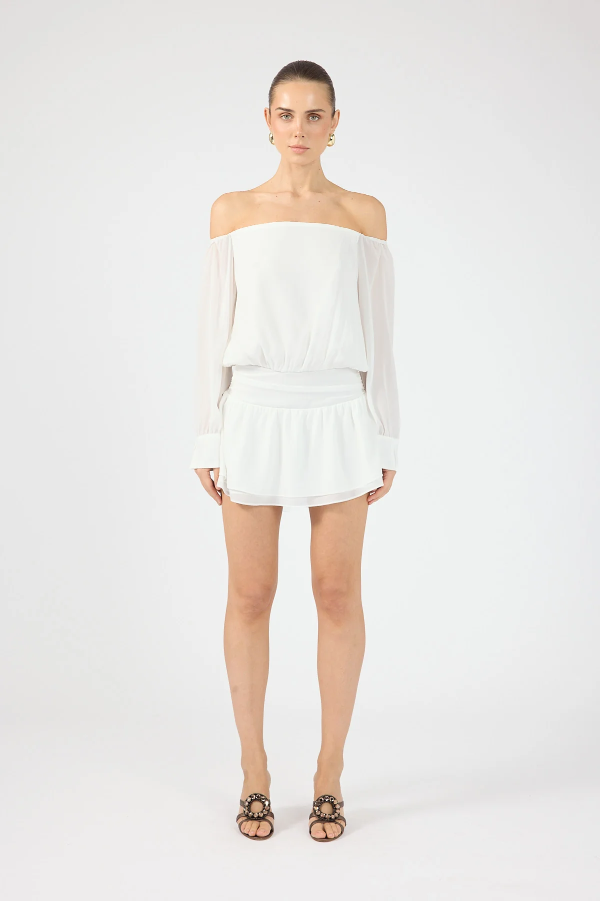 Perfect Stranger Carrie Off Shoulder Mini Dress White