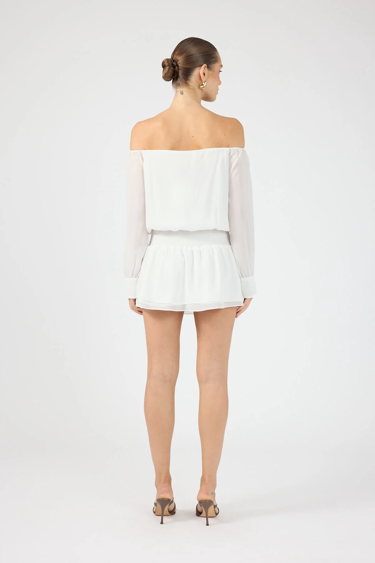 Perfect Stranger Carrie Off Shoulder Mini Dress White - Image 3