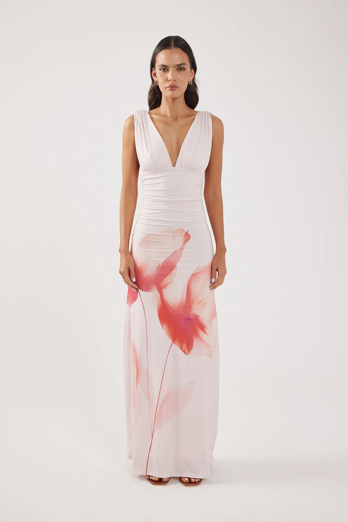 Perfect Stranger Cassia Flower Maxi Dress Pink Print - Image 2