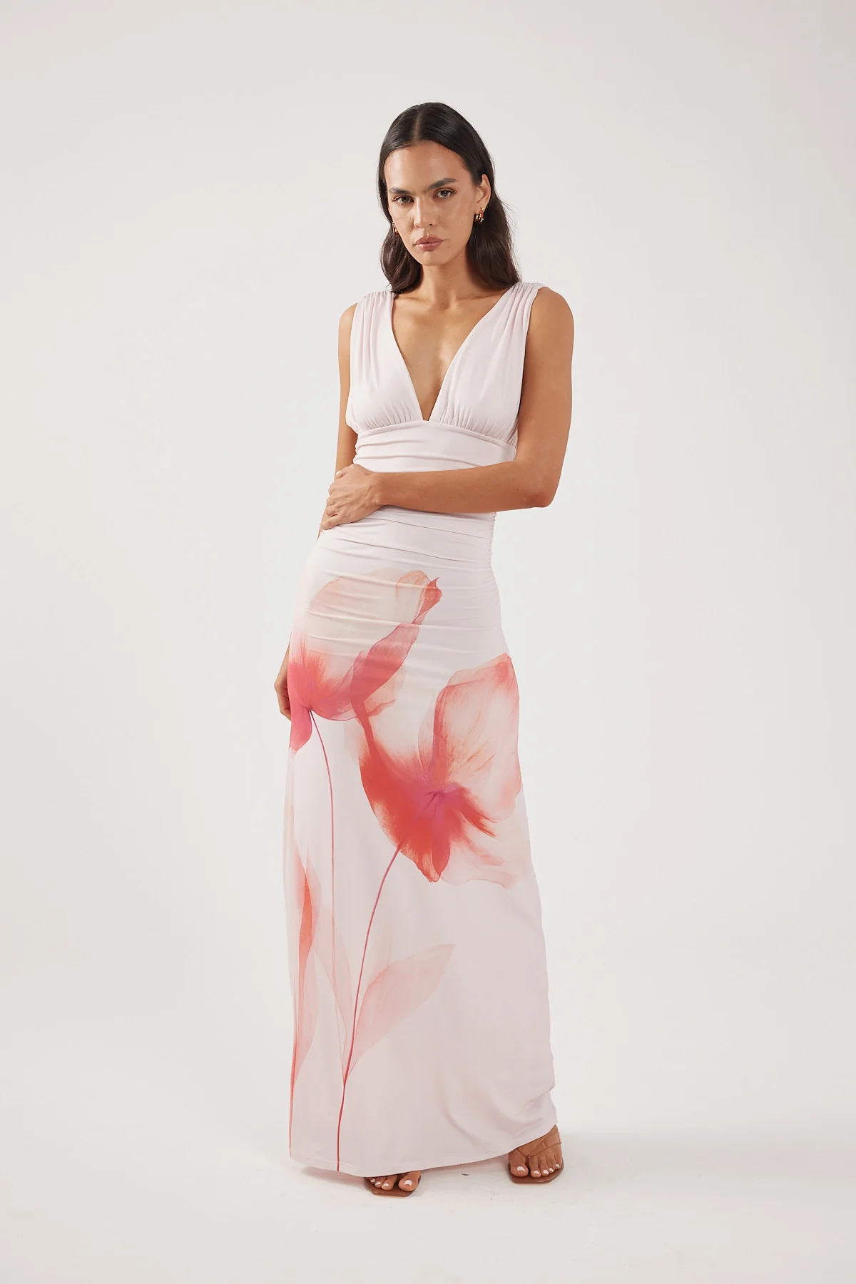 Perfect Stranger Cassia Flower Maxi Dress Pink Print - Image 5