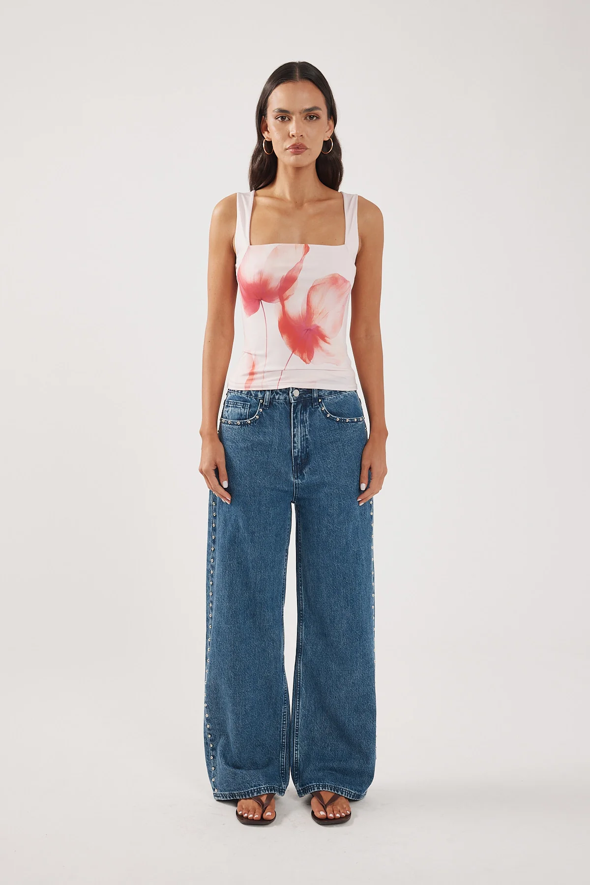 Perfect Stranger Cassia Square Neck Top Pink Print - Image 3