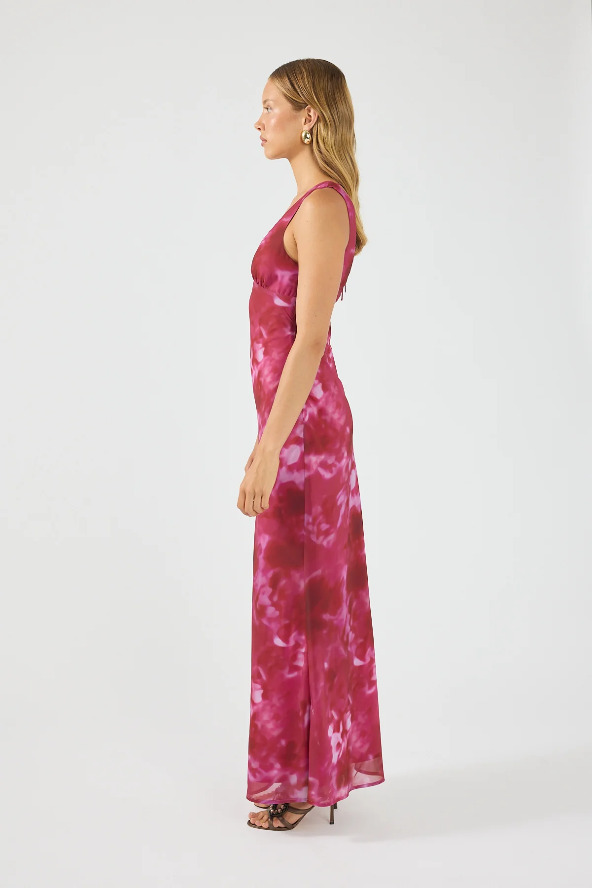 Perfect Stranger Cerise Maxi Dress Pink Print - Image 2