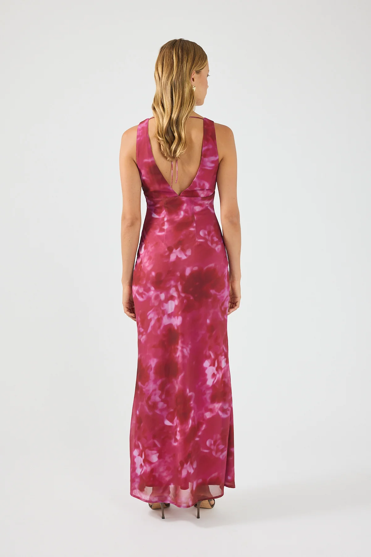 Perfect Stranger Cerise Maxi Dress Pink Print - Image 3