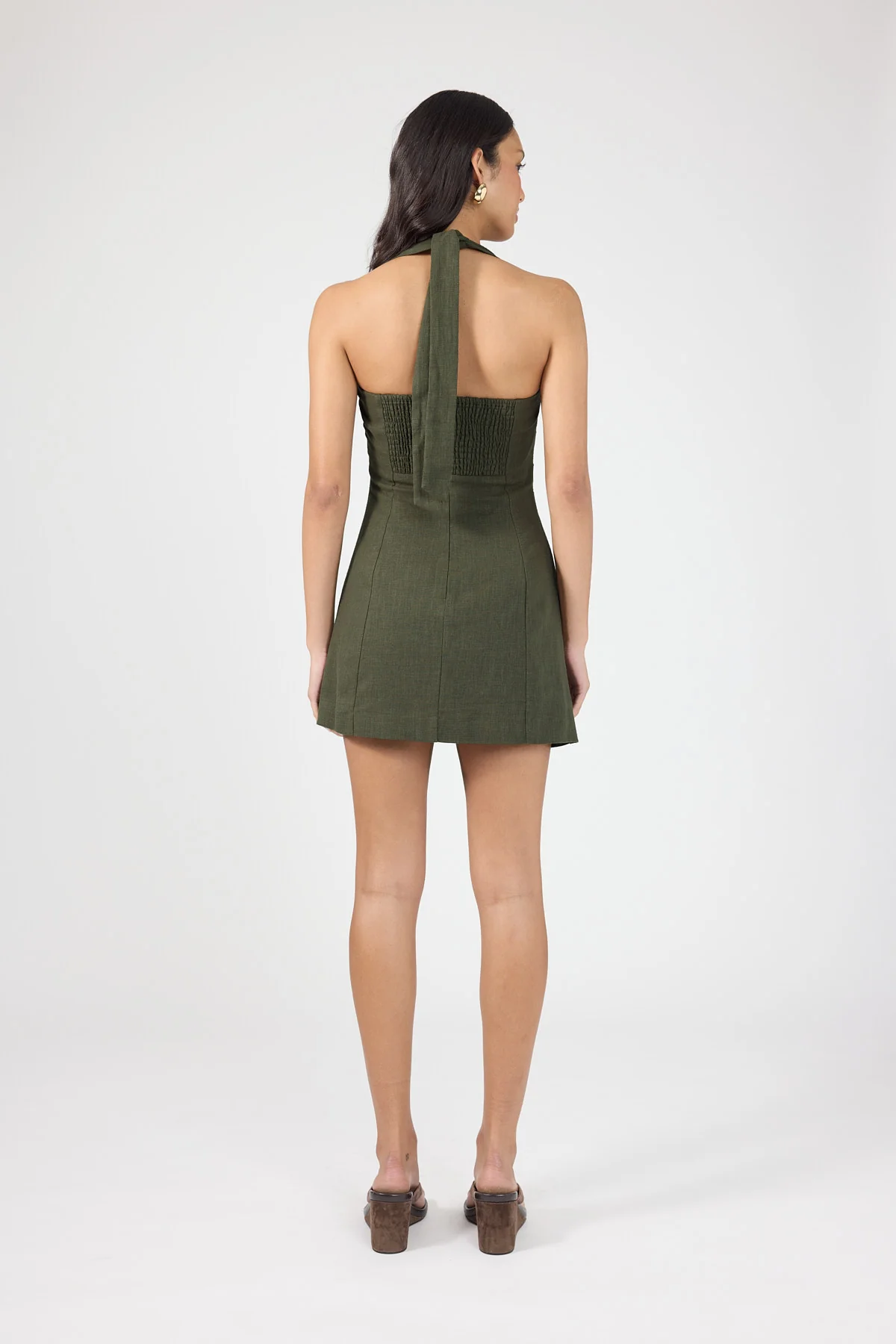 Perfect Stranger Claire Linen Halter Mini Khaki - Image 3