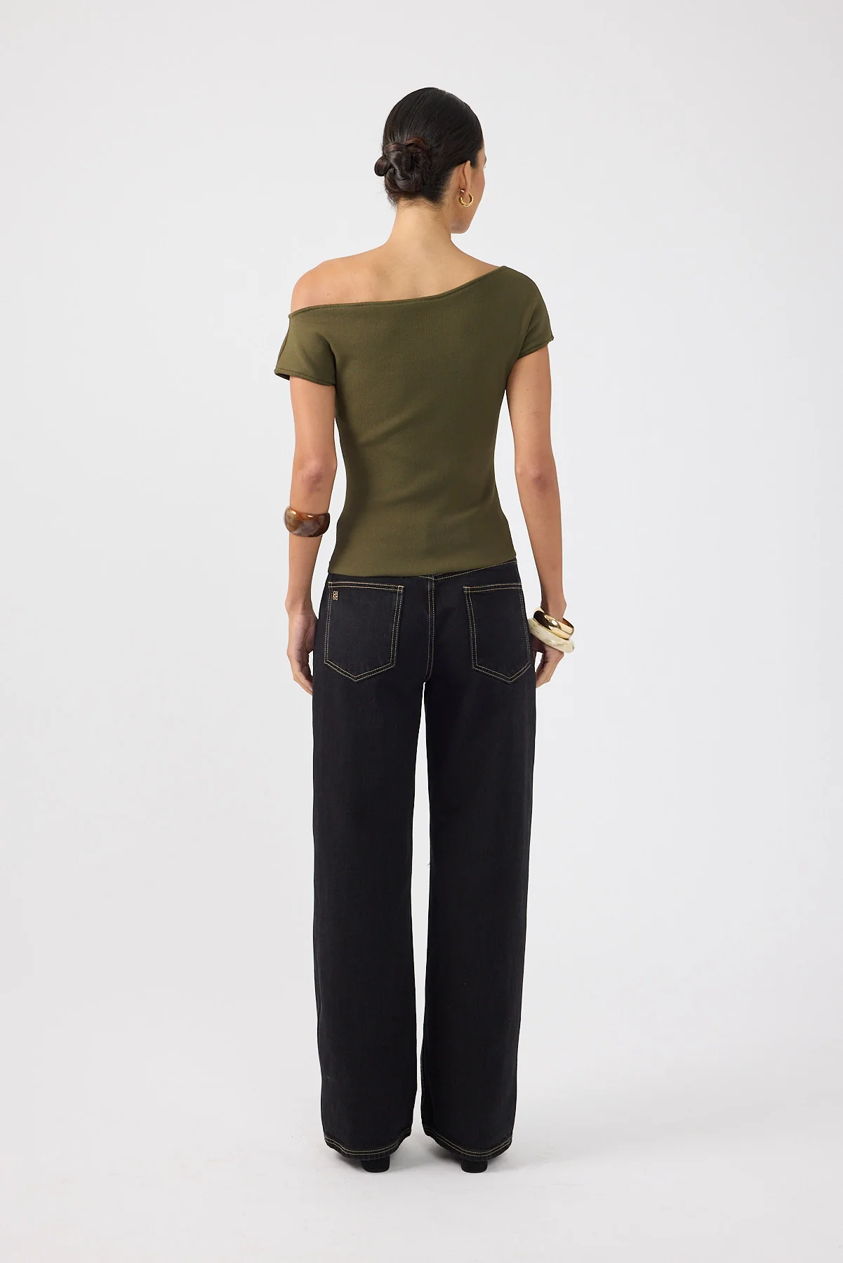 Perfect Stranger Claude One Shoulder Knit Top Khaki - Image 4