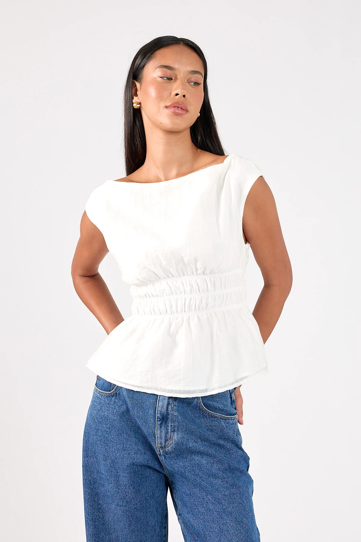 Perfect Stranger Claudette Shirred Top White - Image 2