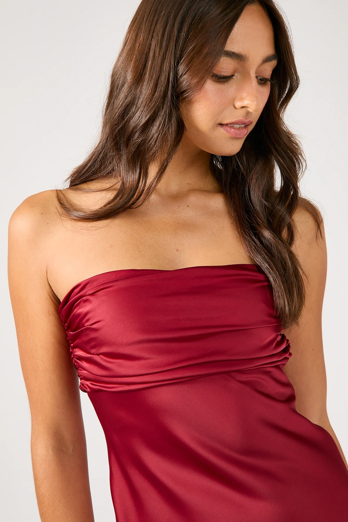 Perfect Stranger Corrie Strapless Maxi Dress Burgundy - Image 4