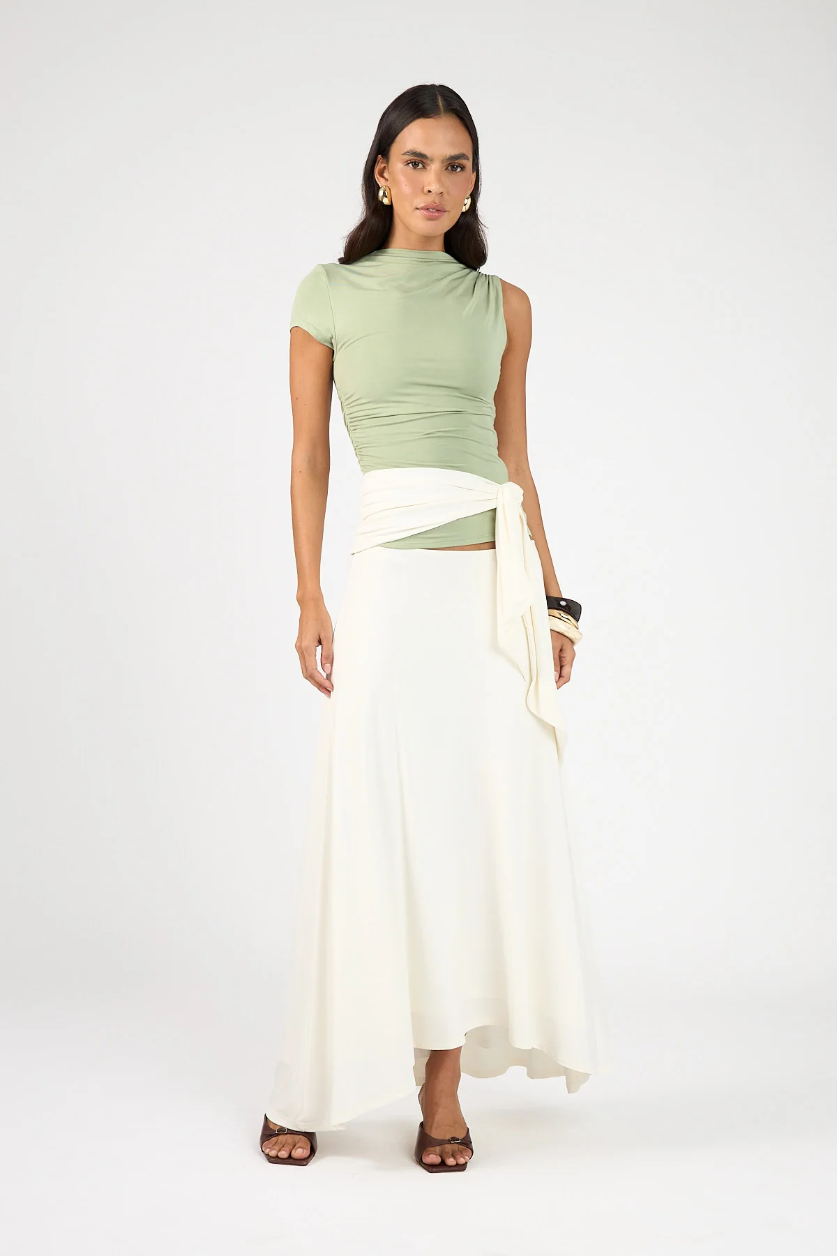 Perfect Stranger Daisy Sash Top Matcha Green